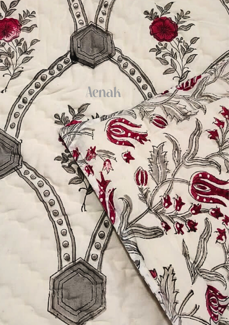 aenak-grey-jaal-handblock-bedsheet-quilt-combo-set