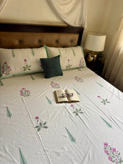 aenak-light-purple-floral-handblock-premium-cotton-bedsheet-set