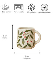 Nurture India Olive Leaf Ceramic Plate Cup