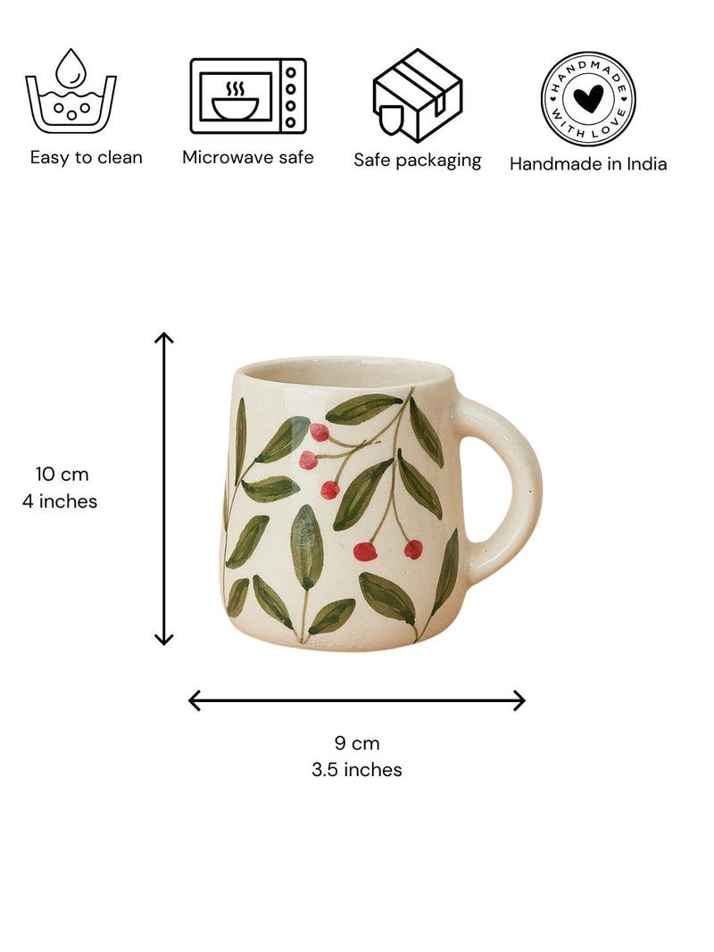 Nurture India Olive Leaf Ceramic Plate Cup