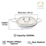 Tri-Ply Stainless Steel Kadhai Set with Lid– Cooking Kadhai