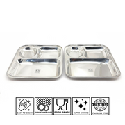Stainless Steel 3-Compartment Dinner Plate – Kitchen Utensil