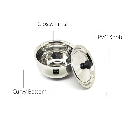 Stainless Steel Pulao Handi with Lid and PVC Knob – Cooking Handi