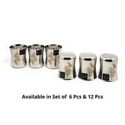 Stainless Steel Glass/Tumbler with Laser Floral Design set of 6 & 12 – Drinking Tumbler