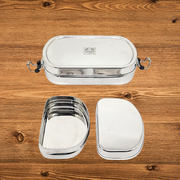Stainless Steel Square Lunch Box/Tiffin with Locking Clips – Storage Container