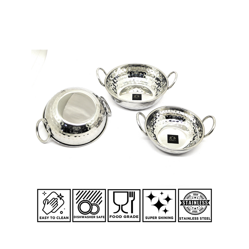 Stainless Steel Mini Serving Kadhai Set – Cooking Wok