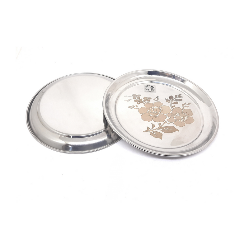 Stainless Steel Quarter Plate/Stainless Steel Flower Design Lazer Print/ – Kitchen Utensil