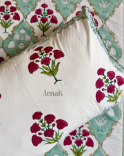 aenak-green-red-dahlia-handblock-premium-cotton-bedsheet-set