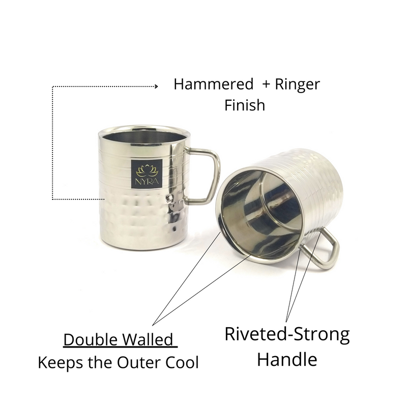 Stainless Steel Hammered Finish Double-Walled Insulated Cup – Kitchen Utensil