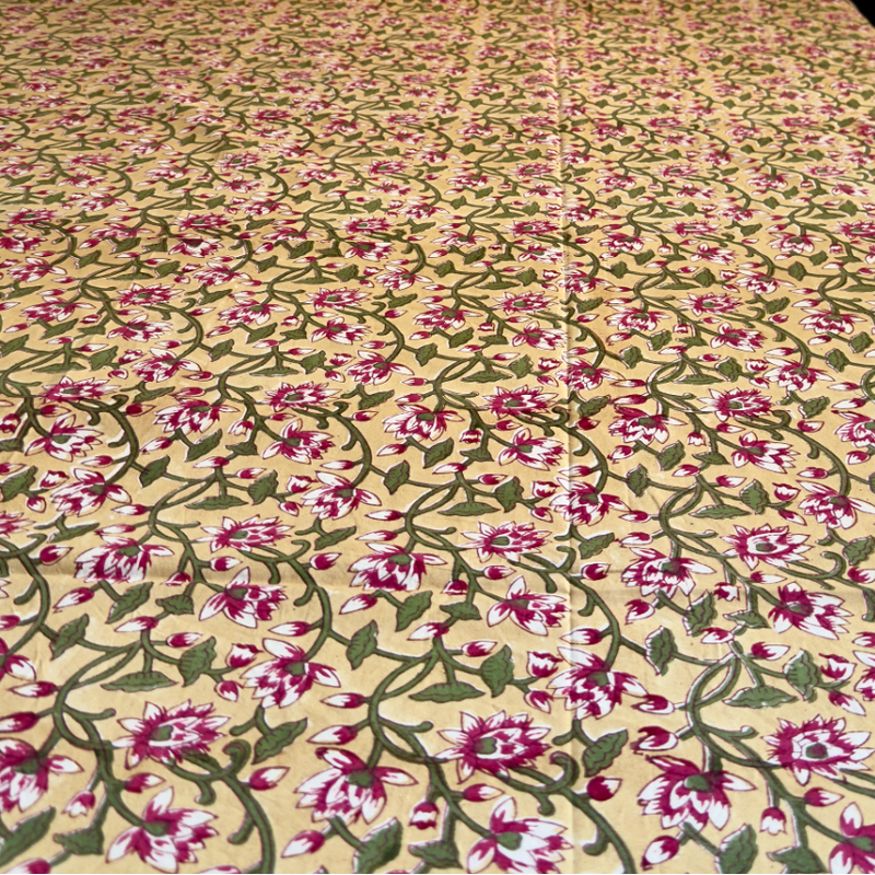 aenak-beige-floral-jaal-handblock-printed-premium-cotton-fitted-bedsheet-set