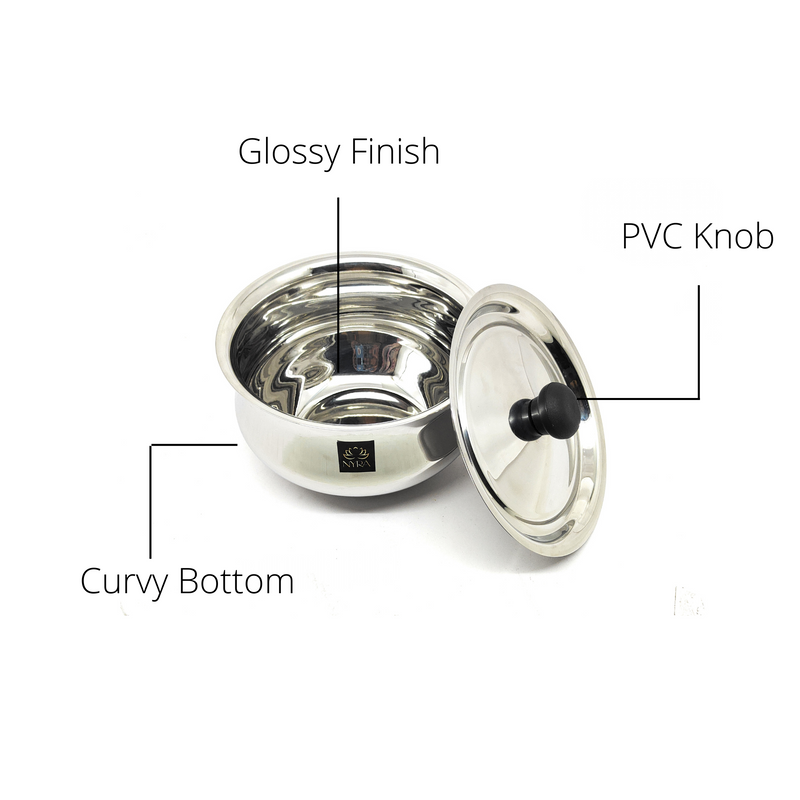 Stainless Steel Pulao Handi with Lid and PVC Knob (Set of 3) – Cooking Handi