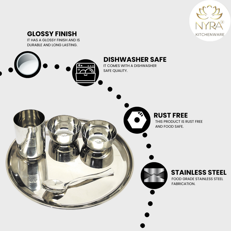 Stainless Steel Premium Thali/Dinner Set of 5-pcs
