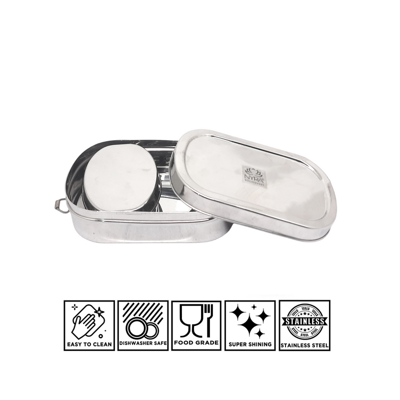 Stainless Steel Rectangle Lunch Box with 1 Small Box – Kitchen Utensil