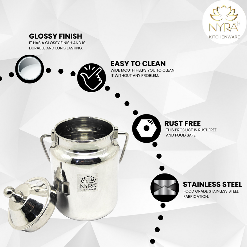 Stainless Steel Barni Milk Pot/Dolchi with Lid – Kitchen Utensil