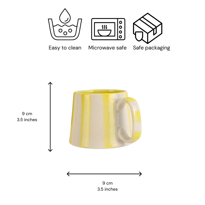 Nurture India Pastel Yellow Stripe Coffee Cup 7-oz
