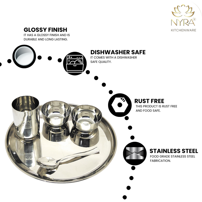 Stainless Steel Premium Thali/Dinner Set of 5pcs