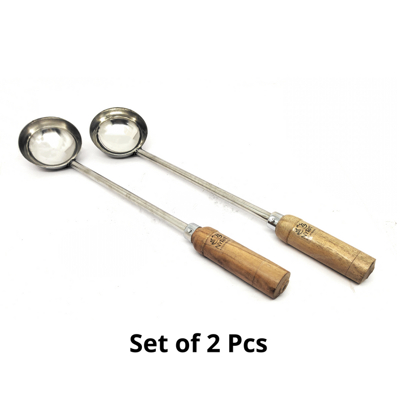 Stainless Steel Ladle/Golchi/Chamcha with Wooden Handle – Serving Ladle