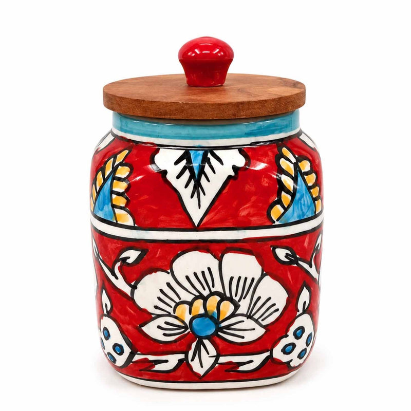 local-kala-hand-painted-ceramic-storage-jars-set-of-2-new
