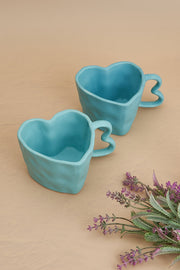 Nurture India Sky Blue Ceramic Heart Mug 10-oz
