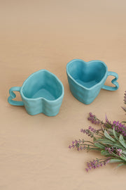 Nurture India Sky Blue Ceramic Heart Mug 10-oz