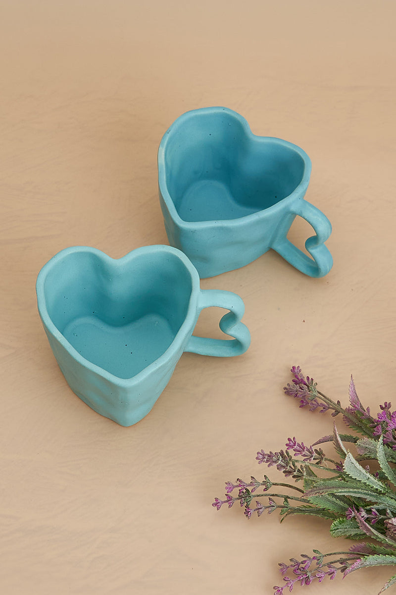 Nurture India Sky Blue Ceramic Heart Mug 10-oz
