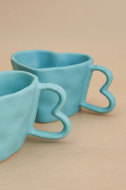 Nurture India Sky Blue Ceramic Heart Mug 10-oz