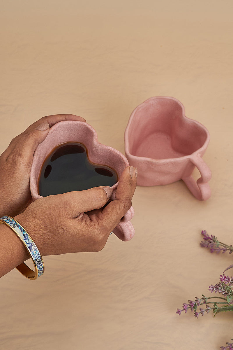 Nurture India Baby Pink Ceramic Heart Mug 10-oz