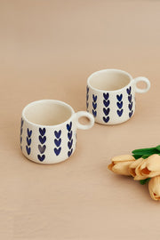 Nurture India Ceramic Mug Dark Blue Heart Design 12-oz