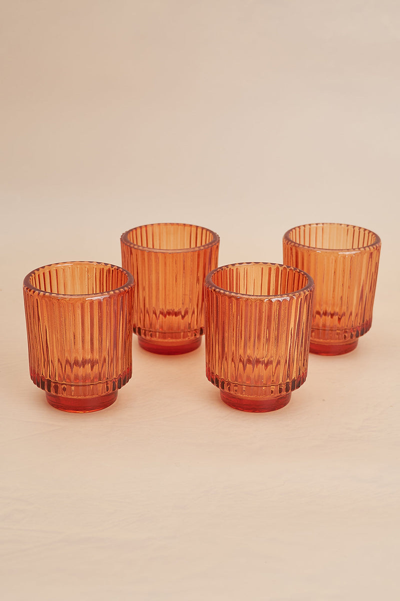 Nurture India Fluted Glass Amber Tealight Holder