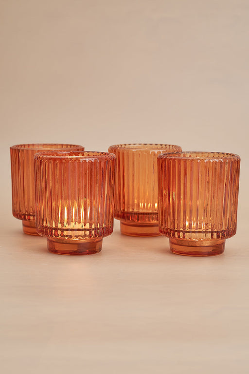 Nurture India Fluted Glass Amber Tealight Holder
