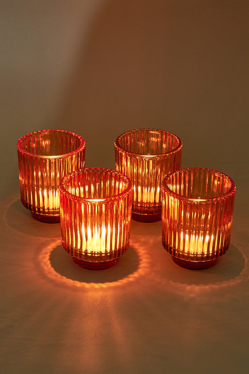 Nurture India Fluted Glass Amber Tealight Holder