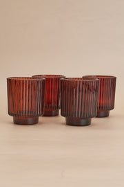 Nurture India Toasted Walnut Fluted Glass Tealight Candle Holder