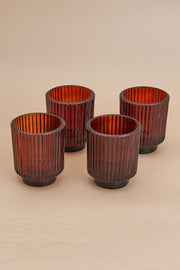 Nurture India Toasted Walnut Fluted Glass Tealight Candle Holder