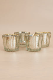 Nurture India Scalloped Silver Antique Glass Candle Holder