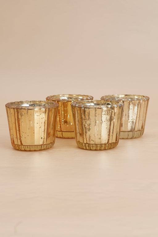 Nurture India Scalloped Golden Antique Glass Candle Holder