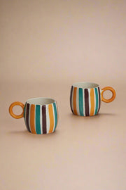 Nurture India Multi Stripe Drum Shaped Mug 10-oz