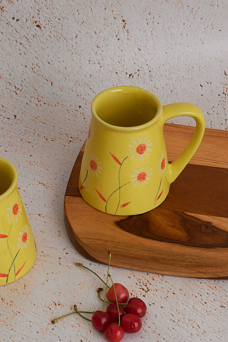 Nurture India Beverage Mug Yellow Garden Bloom Design Single 8-oz