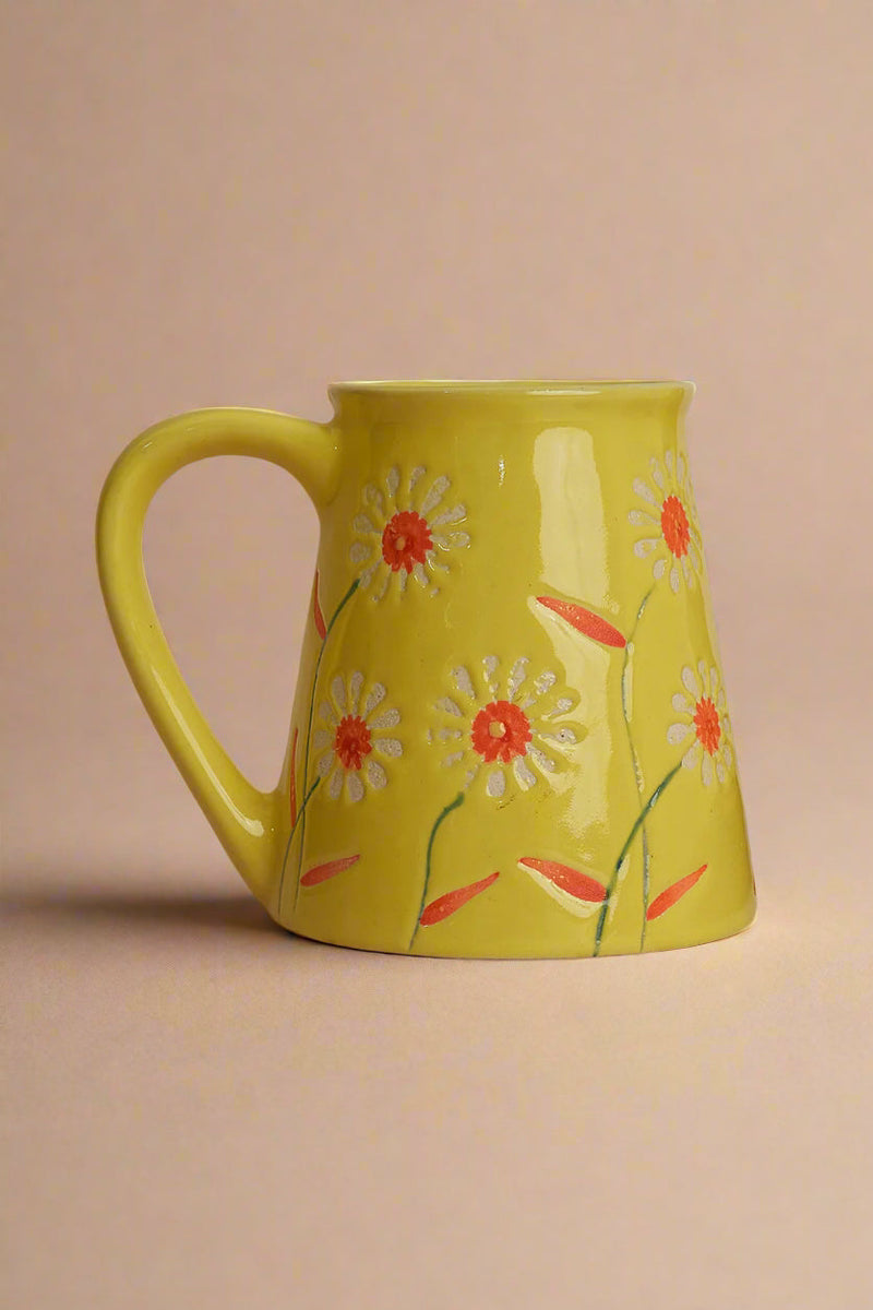 Nurture India Beverage Mug Yellow Garden Bloom Design Single 8-oz