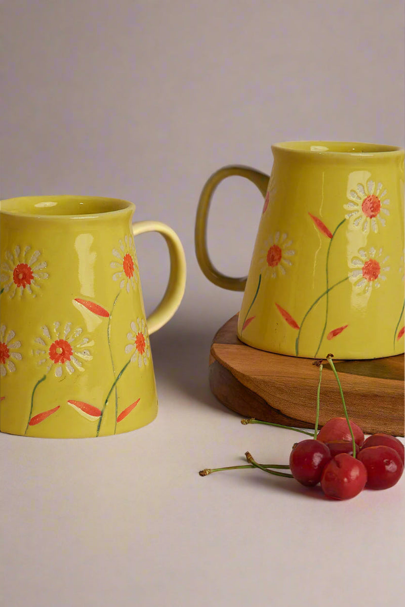 Nurture India Beverage Mug Yellow Garden Bloom Design Single 8-oz