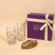 Nurture India Highball Glasses Gift Box white Trinket Dish