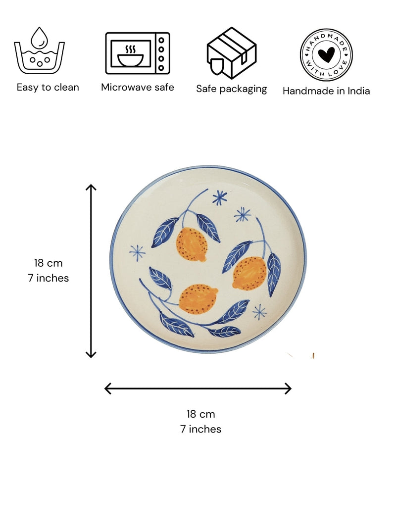 Nurture India Italian Lemon Leafy Plate Sets 7-Inch
