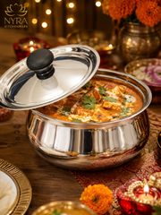 nyra-kitchenware-stainless-steel-serving-handi-with-lid-glossy-mirror-finish-serving-pot-curry-gravy-dal-sabzi-rice-biryani-serving-bowl-easy-grip-knob