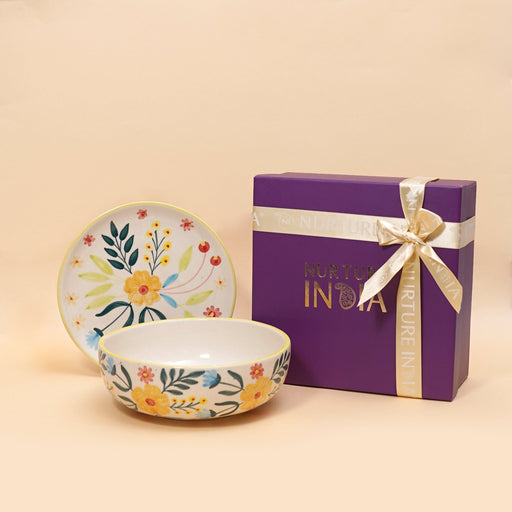 Nurture India Floral Bowl Snack Plate Gift Box