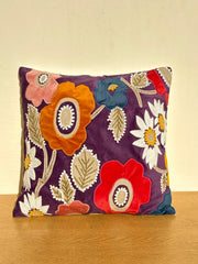 Nurture India Velvet Cushion Cover Applique Embroidery 16x 16-Inch
