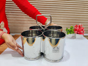 Stainless Steel Chaumukha/Chougadha Vegetable Holder with Handle – Kitchenware