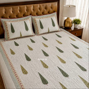 aenak-green-cypress-handblock-bedsheet-quilted-bedcover-combo-set