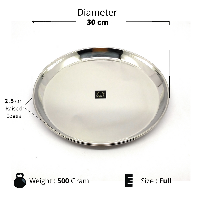 Stainless Steel Plates with Glossy Outer Finish - Set for Lunch/Dinner – Kitchen Utensil