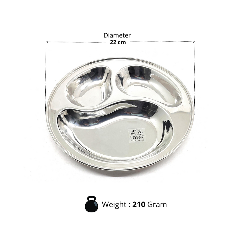 Stainless Steel 3-Compartment Dinner Plates – Kitchen Utensil