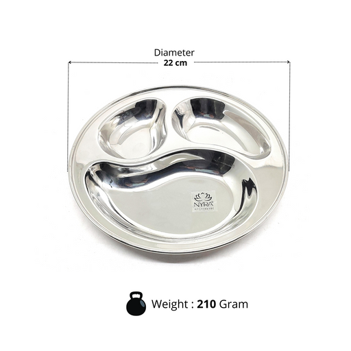 Stainless Steel 3-Compartment Dinner Plates – Kitchen Utensil
