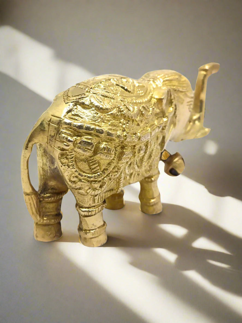 Handcrafted Pure Brass Elephant Figurine with Bell – Kitchenware